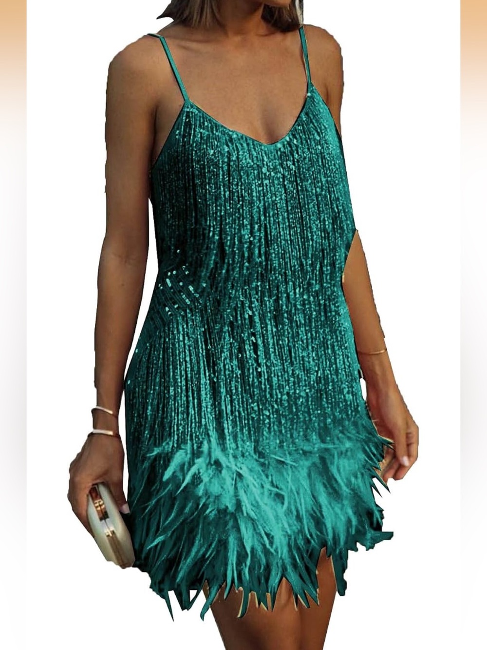 Size LRG Women’s Dresses Flapper Dresses 20s Gatsby with All-Over Fring